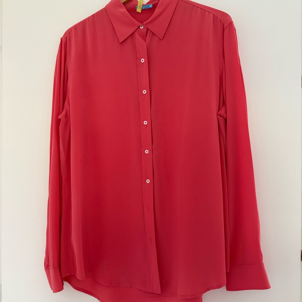 J. McLaughlin Coral Silk Blouse